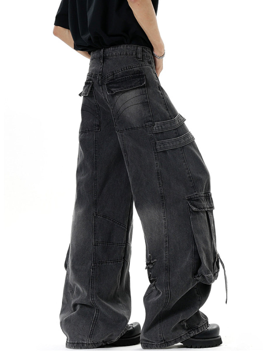 ダメージ加工オーバーサイズカーゴデニムパンツ CK2005