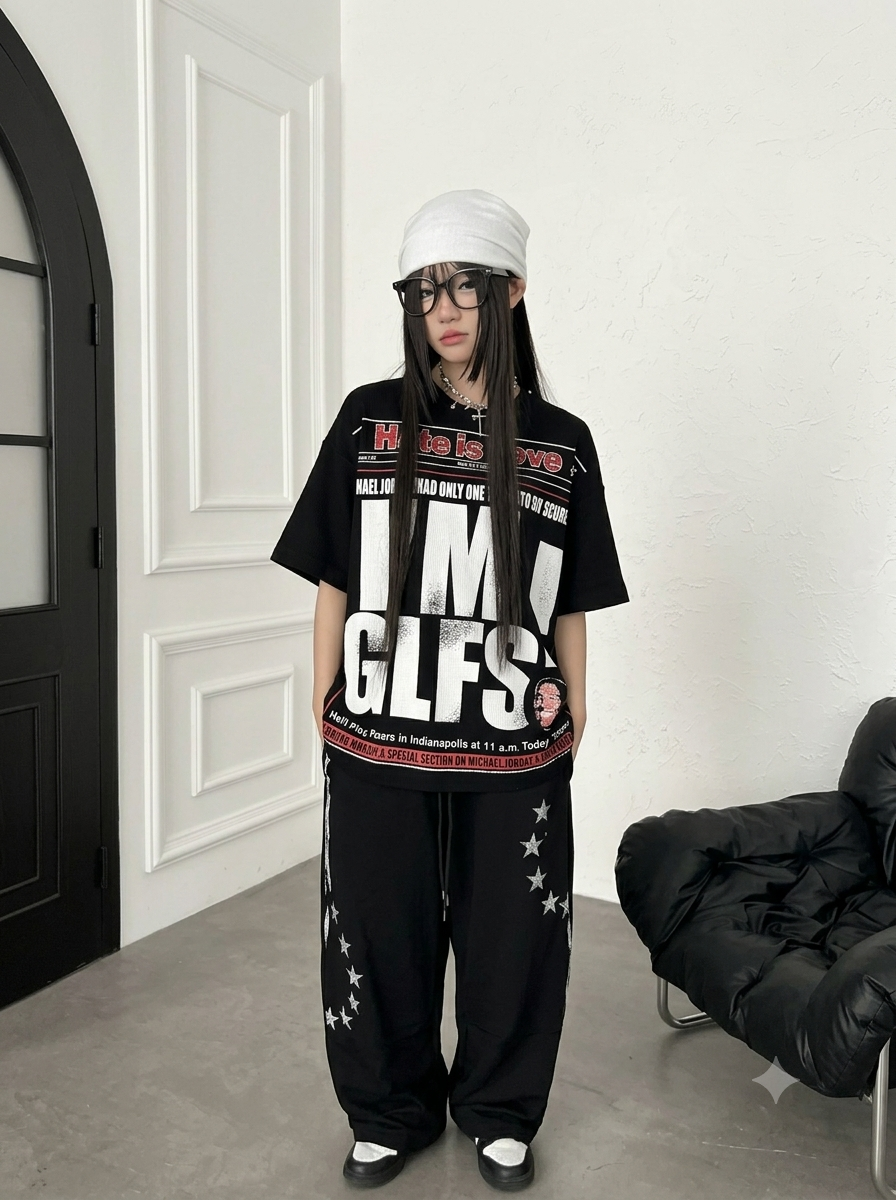 スタッズネックワッフルTシャツ MW10398