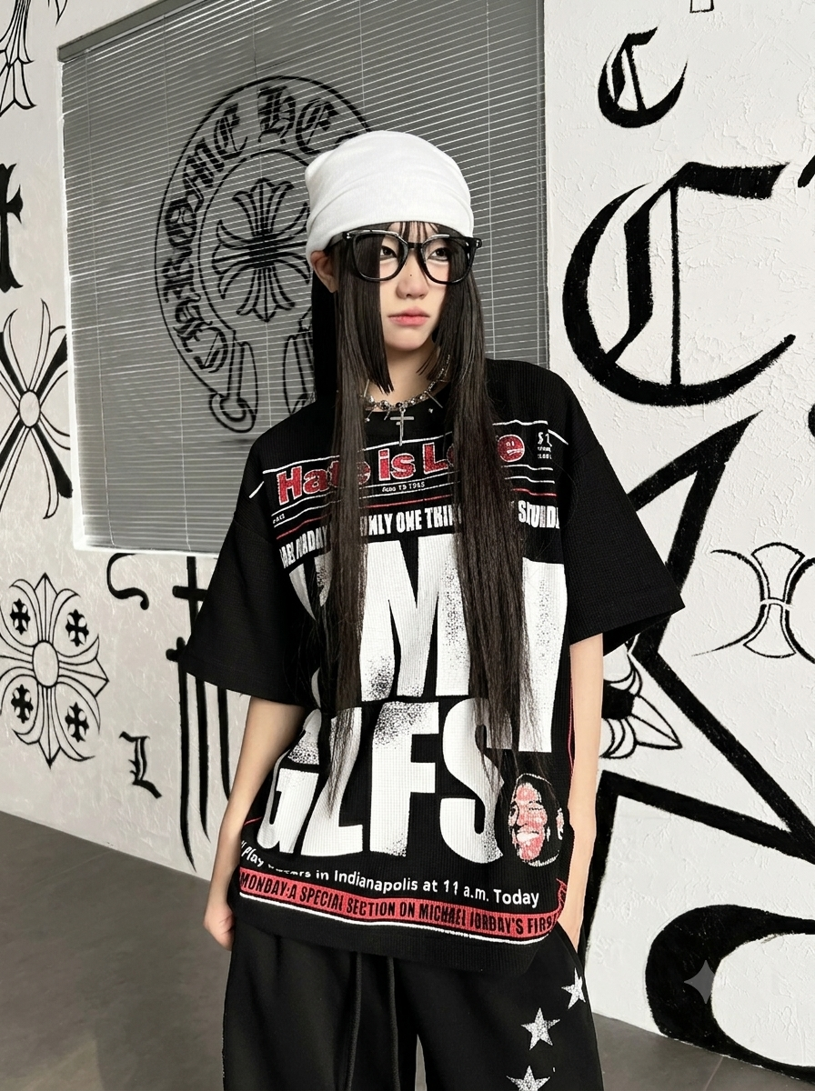 スタッズネックワッフルTシャツ MW10398