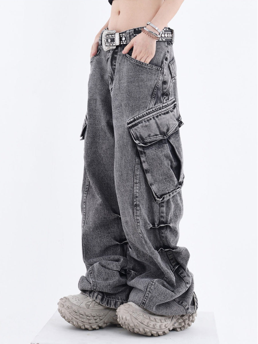 pocket cargo wide leg jeans JN7001