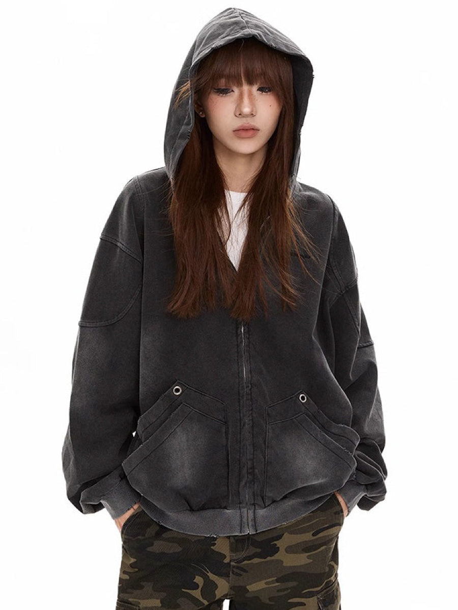 Washed Stained Dyed Sweat Hooded Parka MW10325