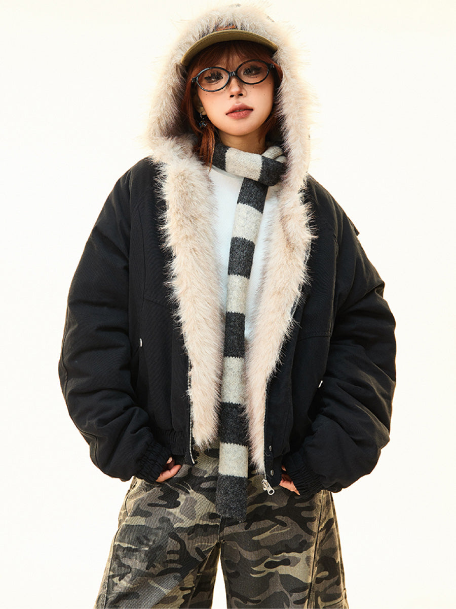 Fur Collar Warm Hooded Quilting Jacket MW9698