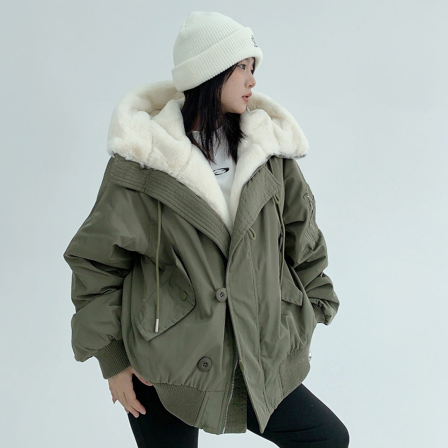 Fur Inner Casual Hooded Jacket MW9687