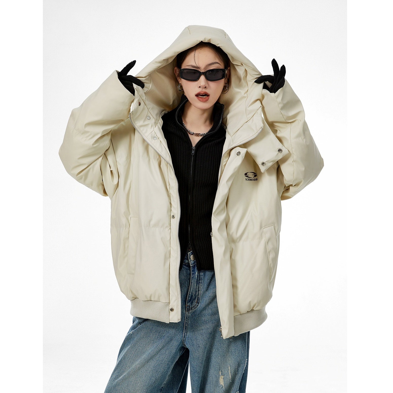 High Neck Hooded Down Jacket MW9666