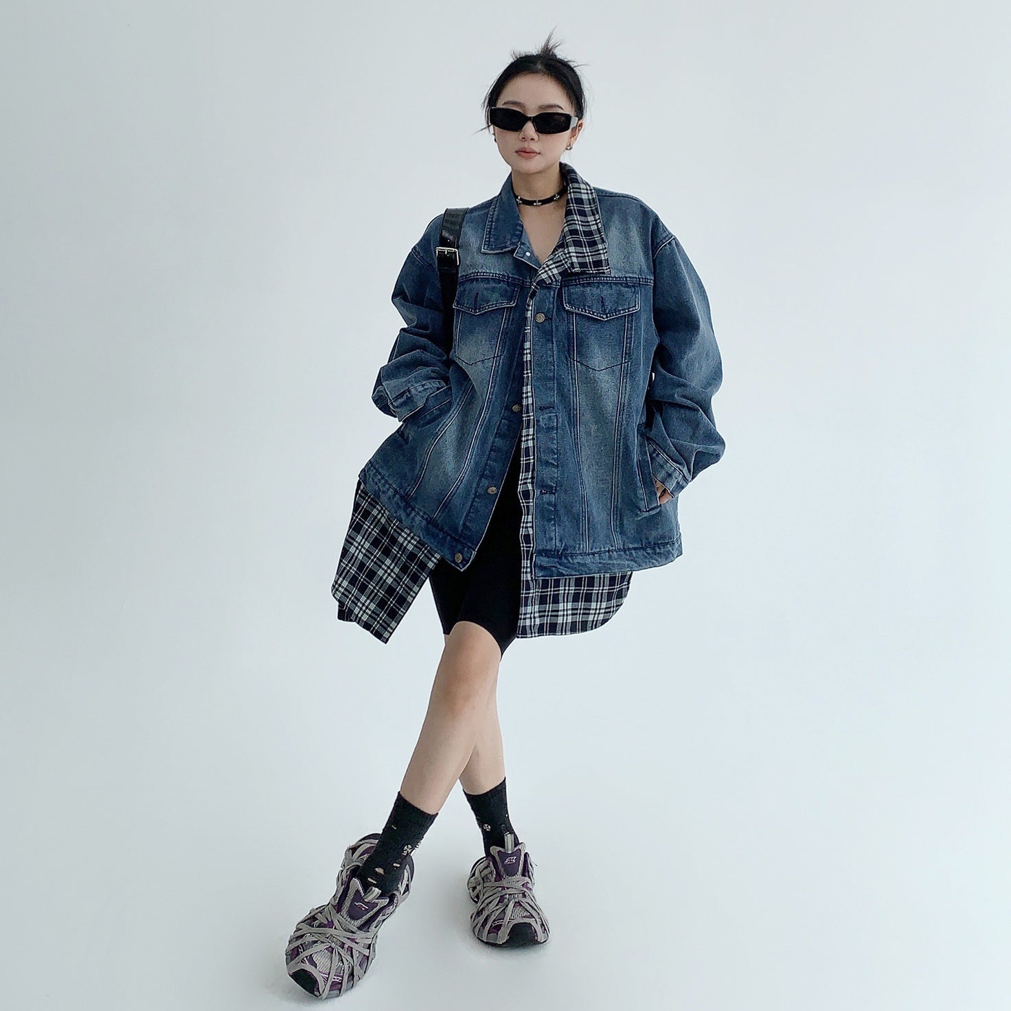 Fake Layered OverSize Denim Jacket MW9448