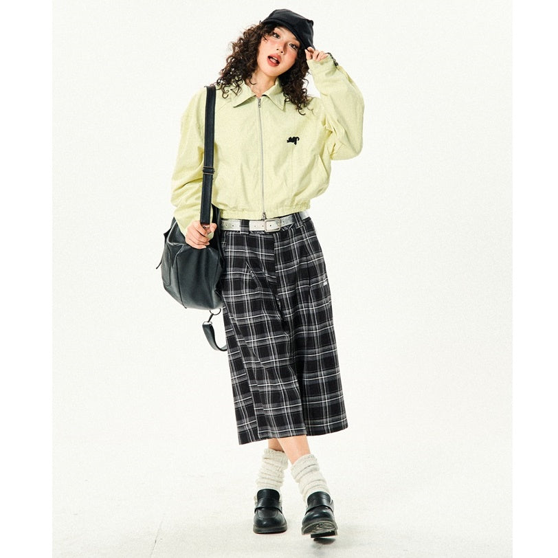 Retro Contrast Plaid Casual Cropped Pants YS7001