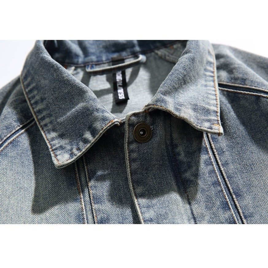 Vintage Washed Double-breasted Zip Denim Jacket MW9580