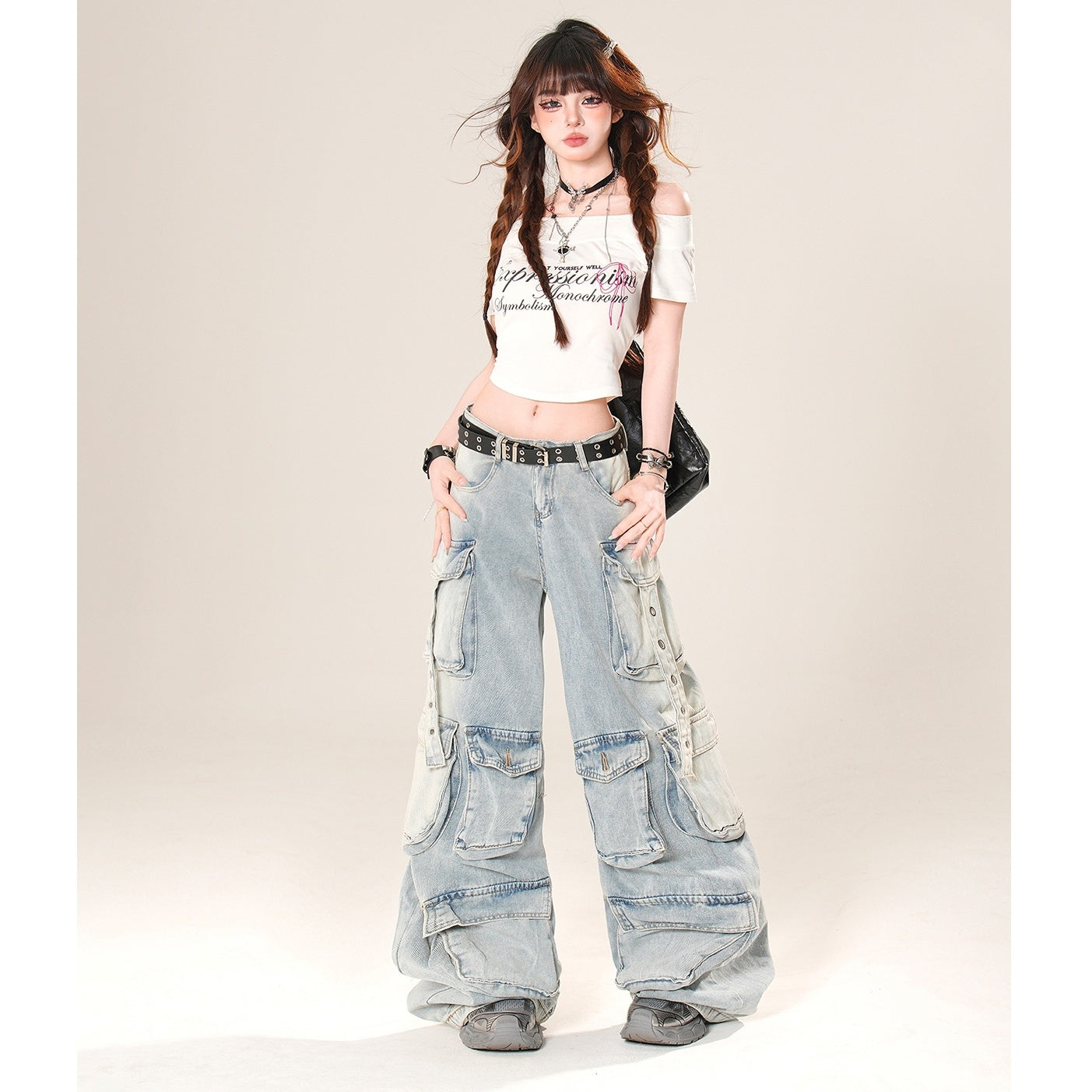 Wash Loose Work Cargo Jeans KK2037