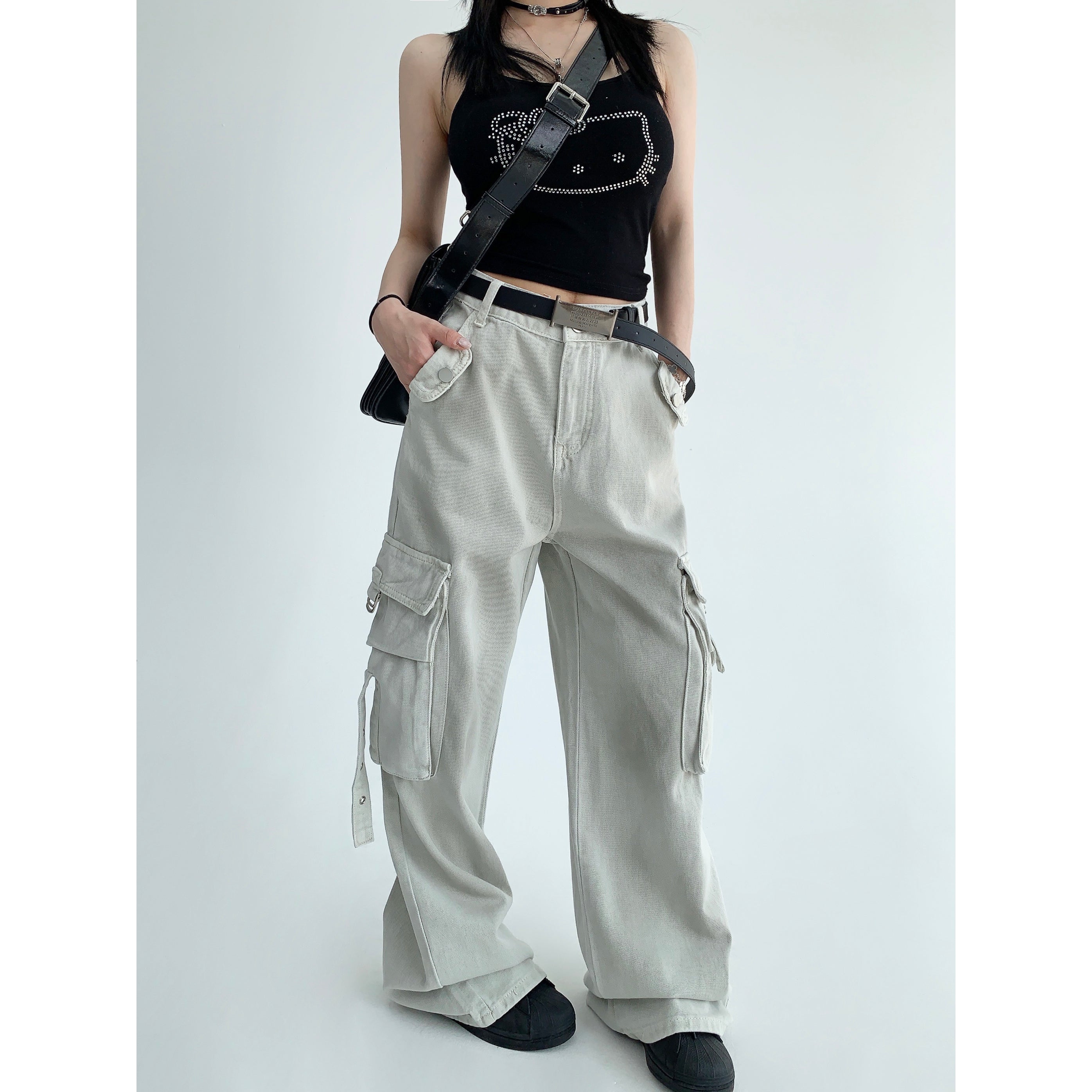 Washed & Distressed Work Cargo Pants MW9053