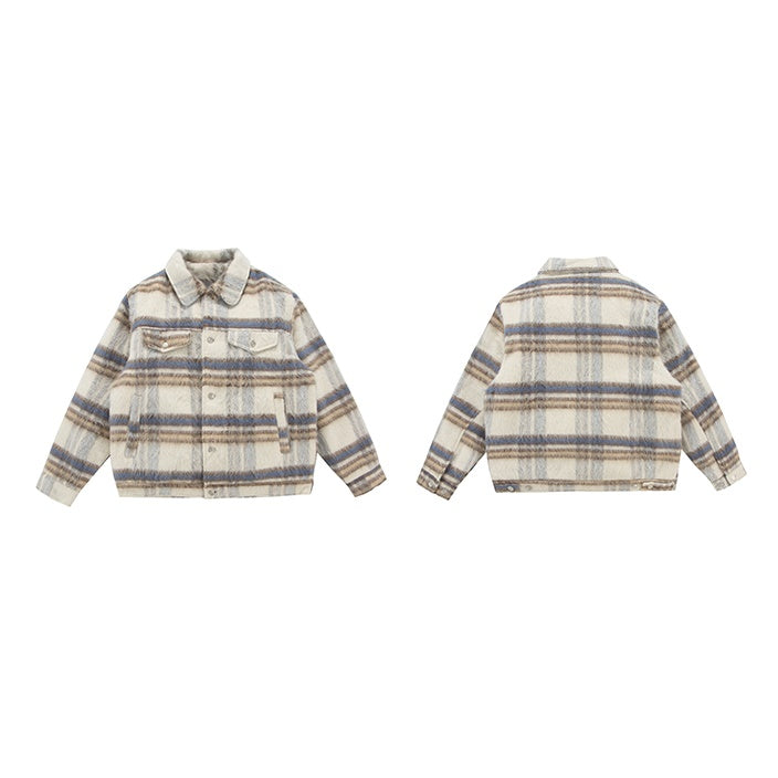 Bristles Plaid Plush Short Jacket MW9694