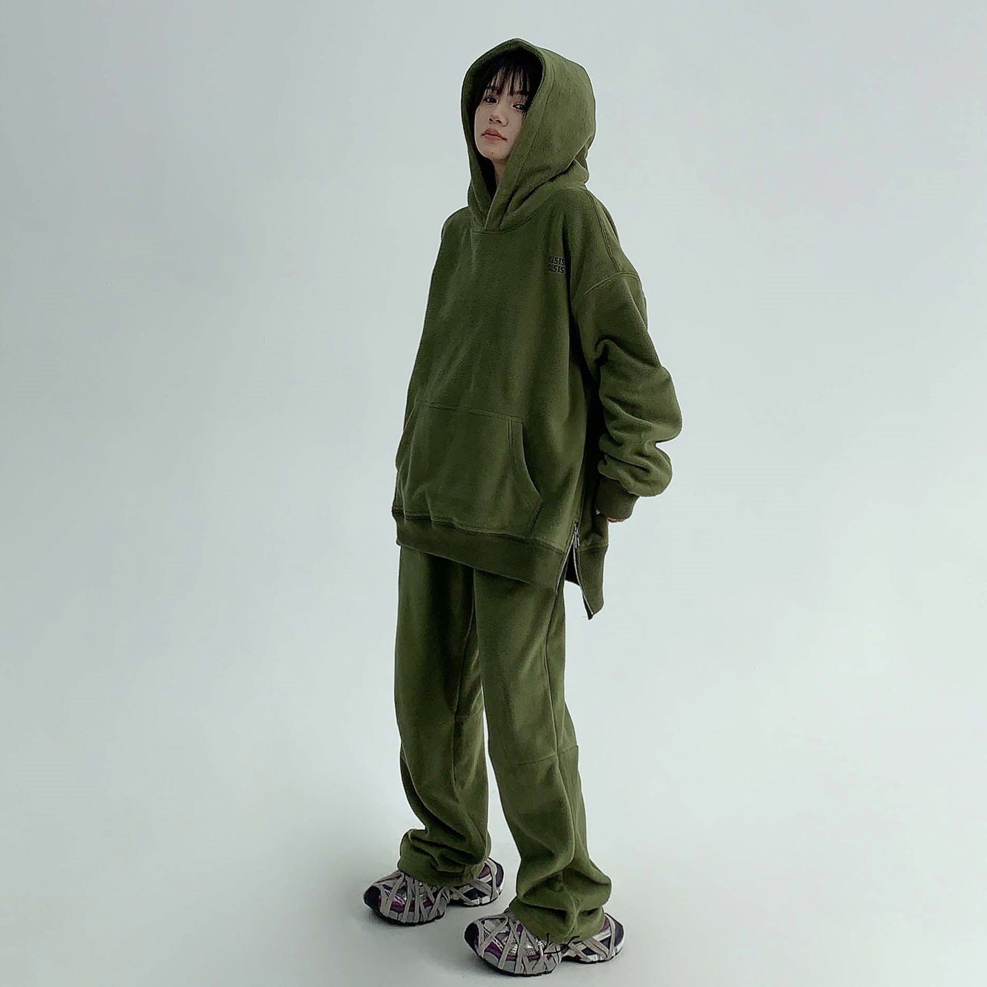 【上下別売り】Embroidery Fleece Loose Hoodie & Pants MW9631