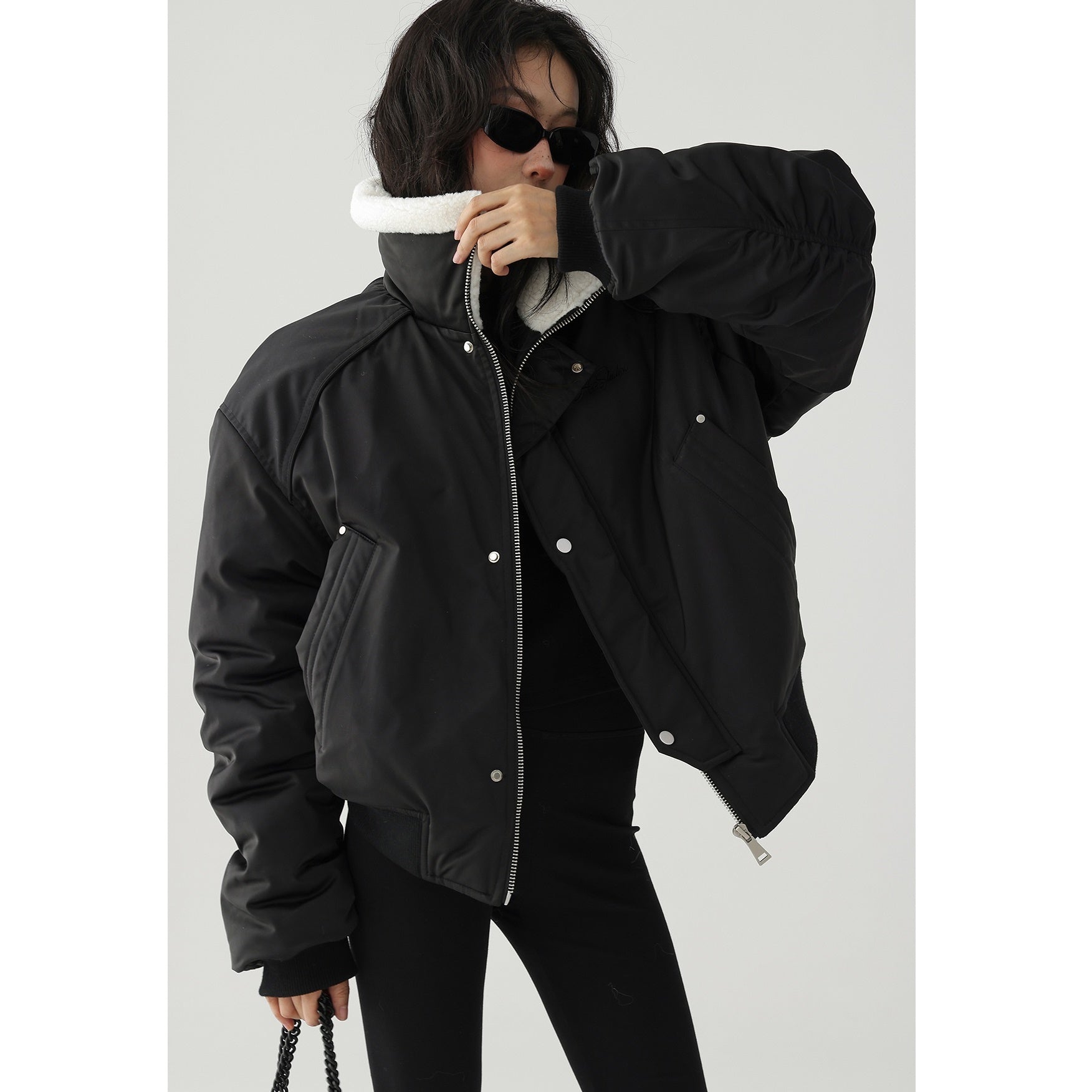 Boa Collar Padded Bomber Jacket AC7088