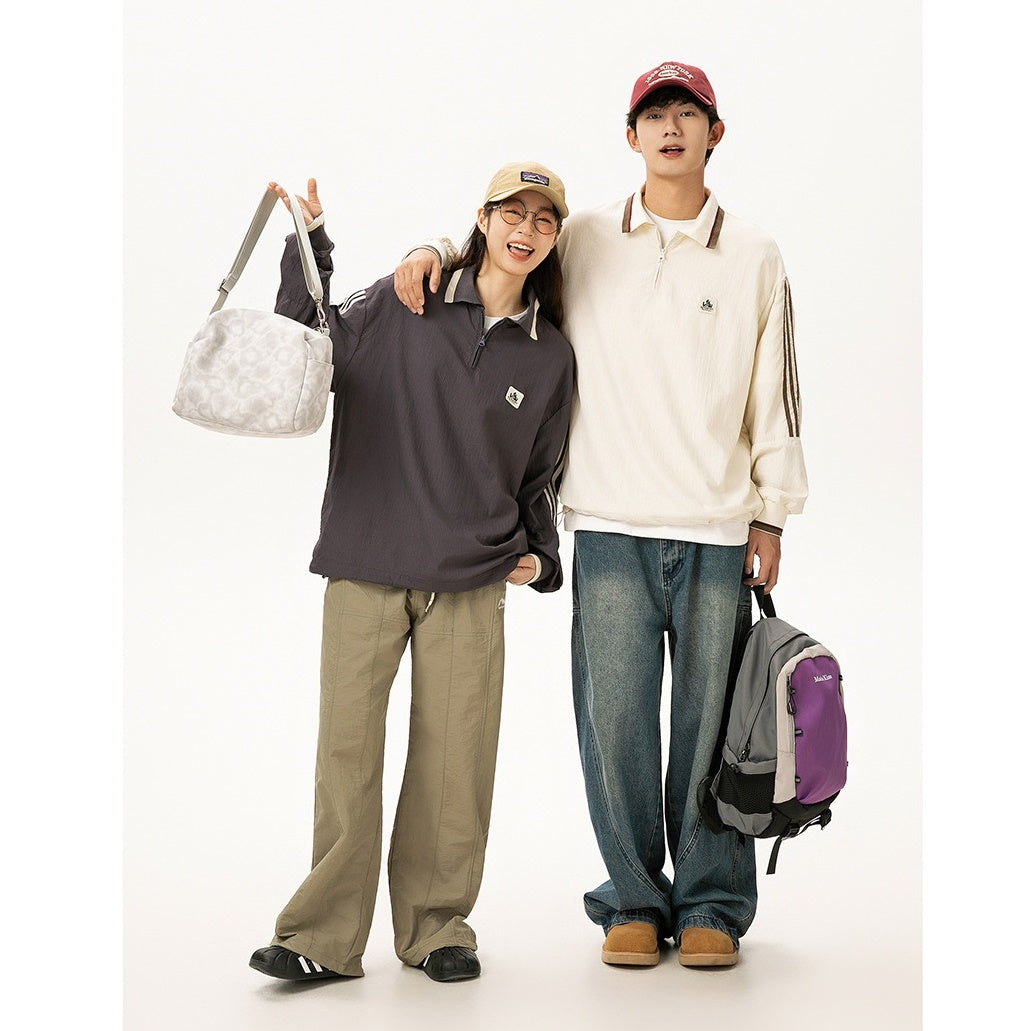 Youth College Style Polo Collar Pullover Shirt MW9582