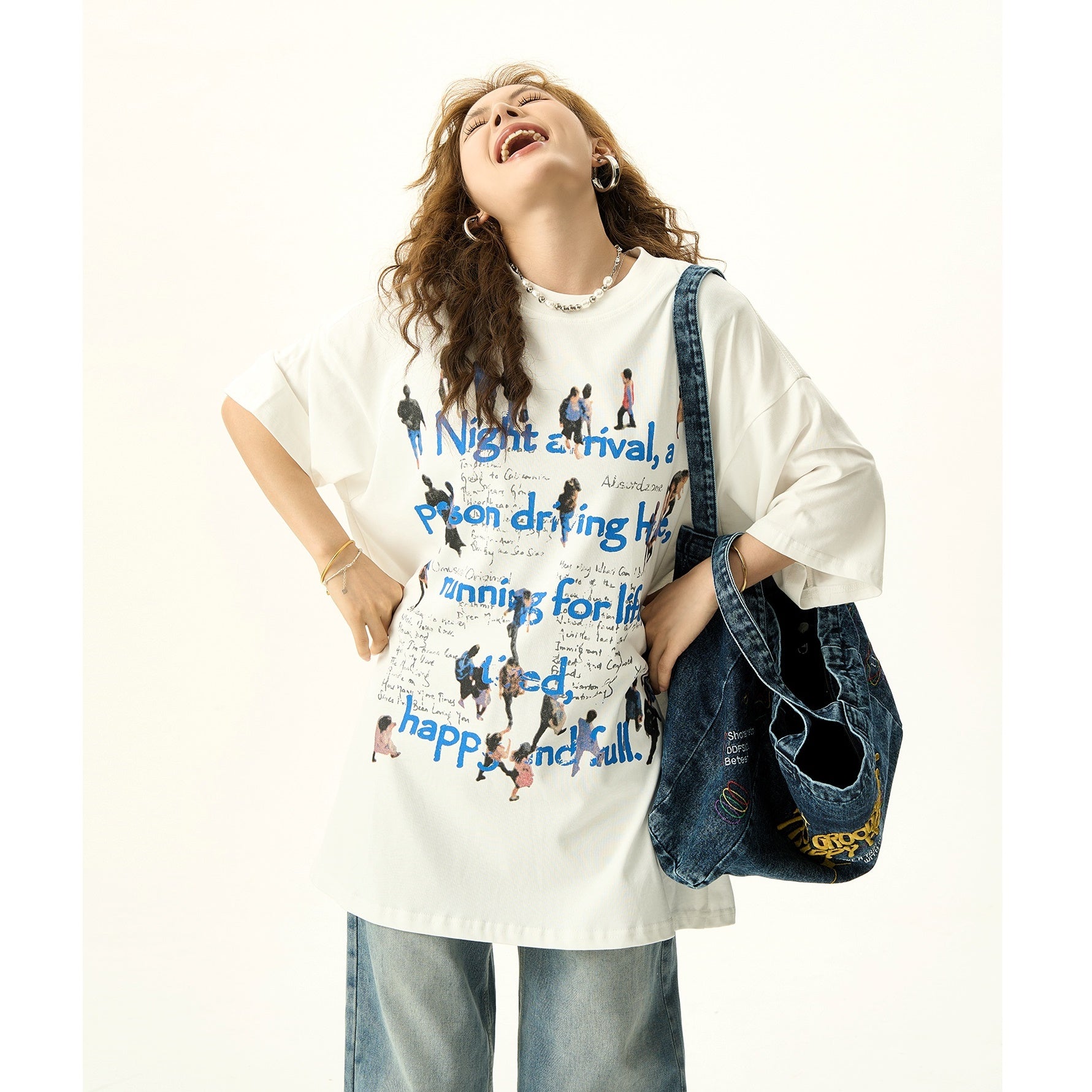 High Street Crowd Alphabet Print T-Shirt HG7065