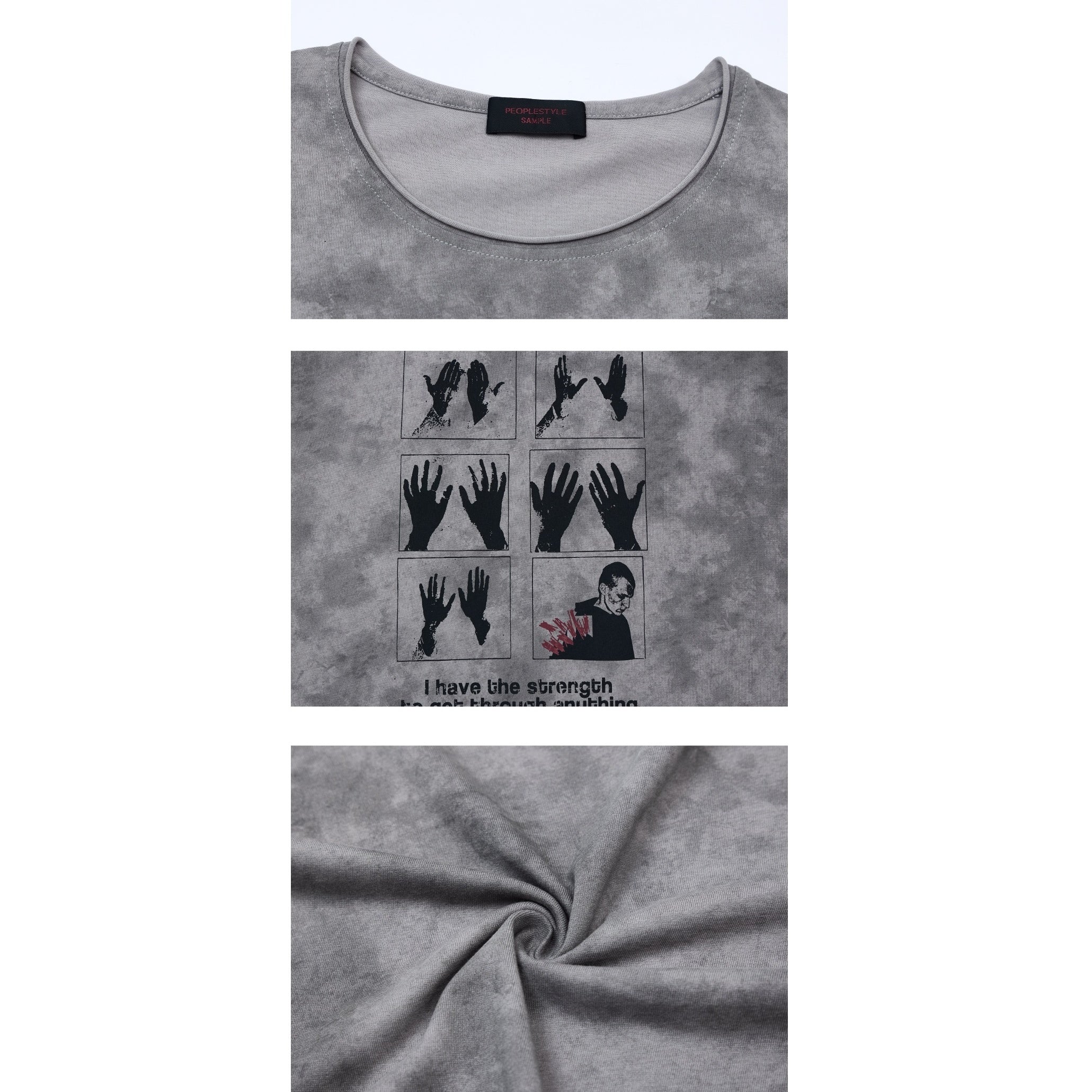 Vintage Cropped Print Washed T-shirt PS7014