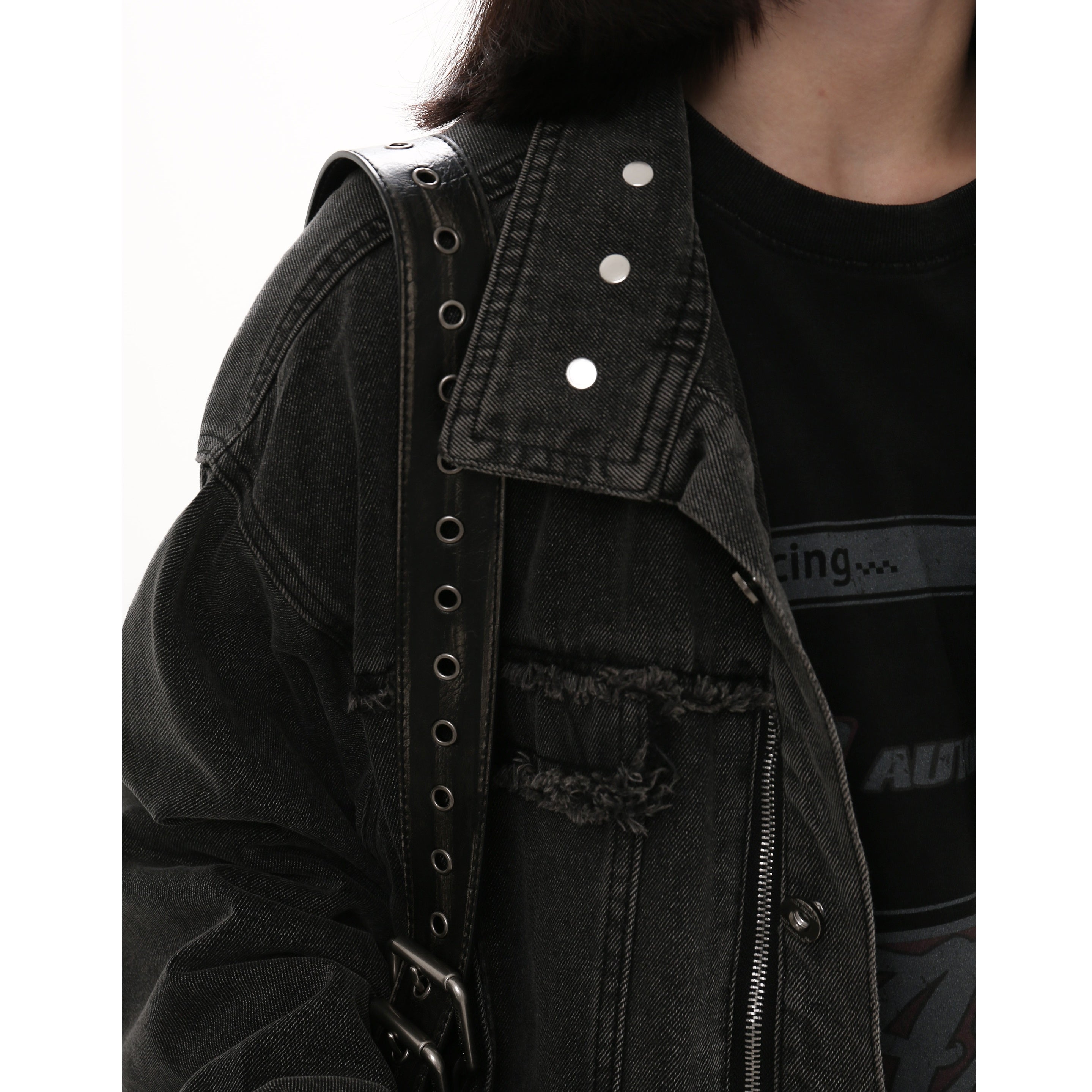 Loose Damage Denim Work Jacket GB7008