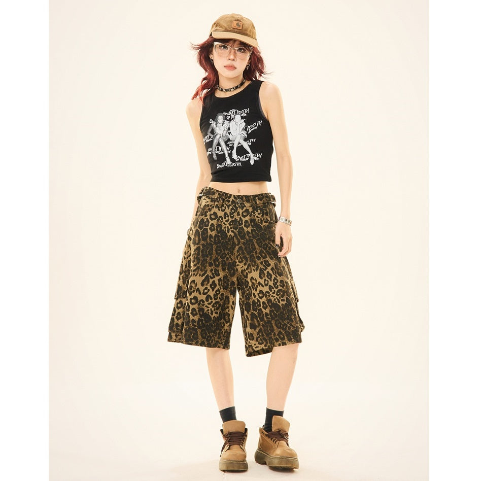 Leopard Print Loose Cropped Cargo Pants MW9266