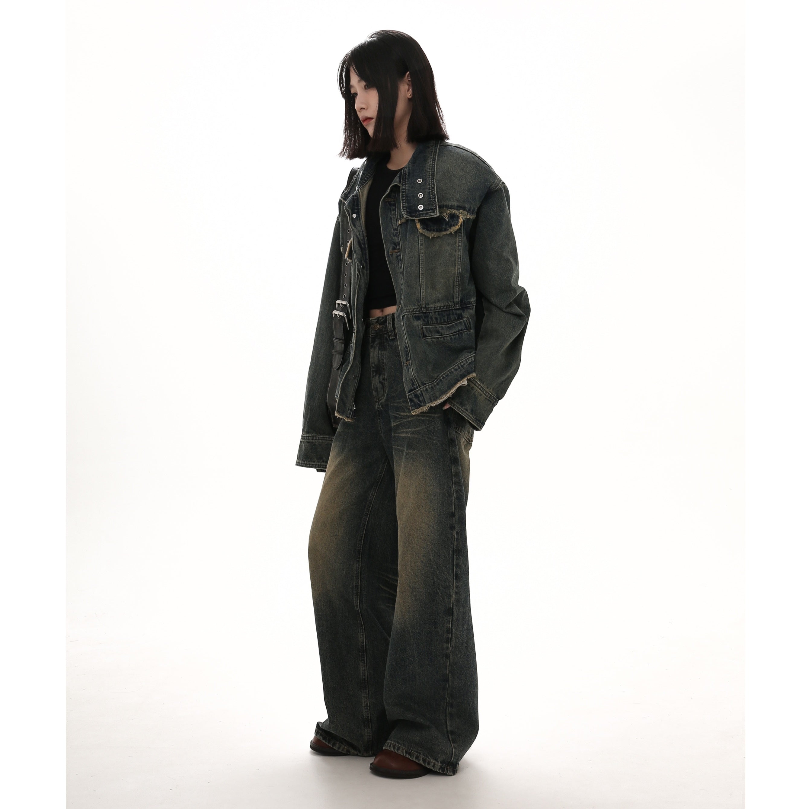 Loose Damage Denim Work Jacket GB7008