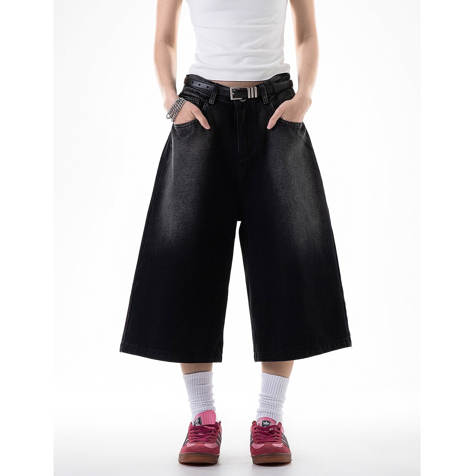 Retro Wash Denim Half Pants IC9030