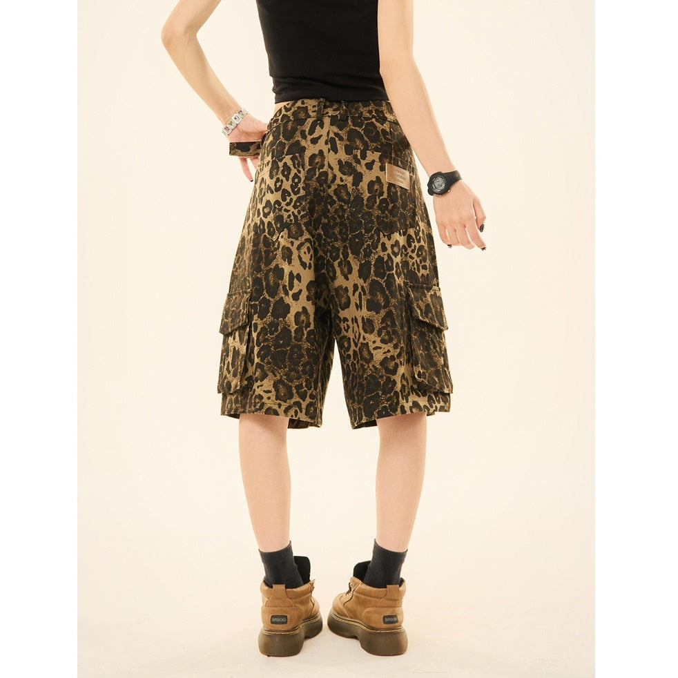 Leopard Print Loose Cropped Cargo Pants MW9266