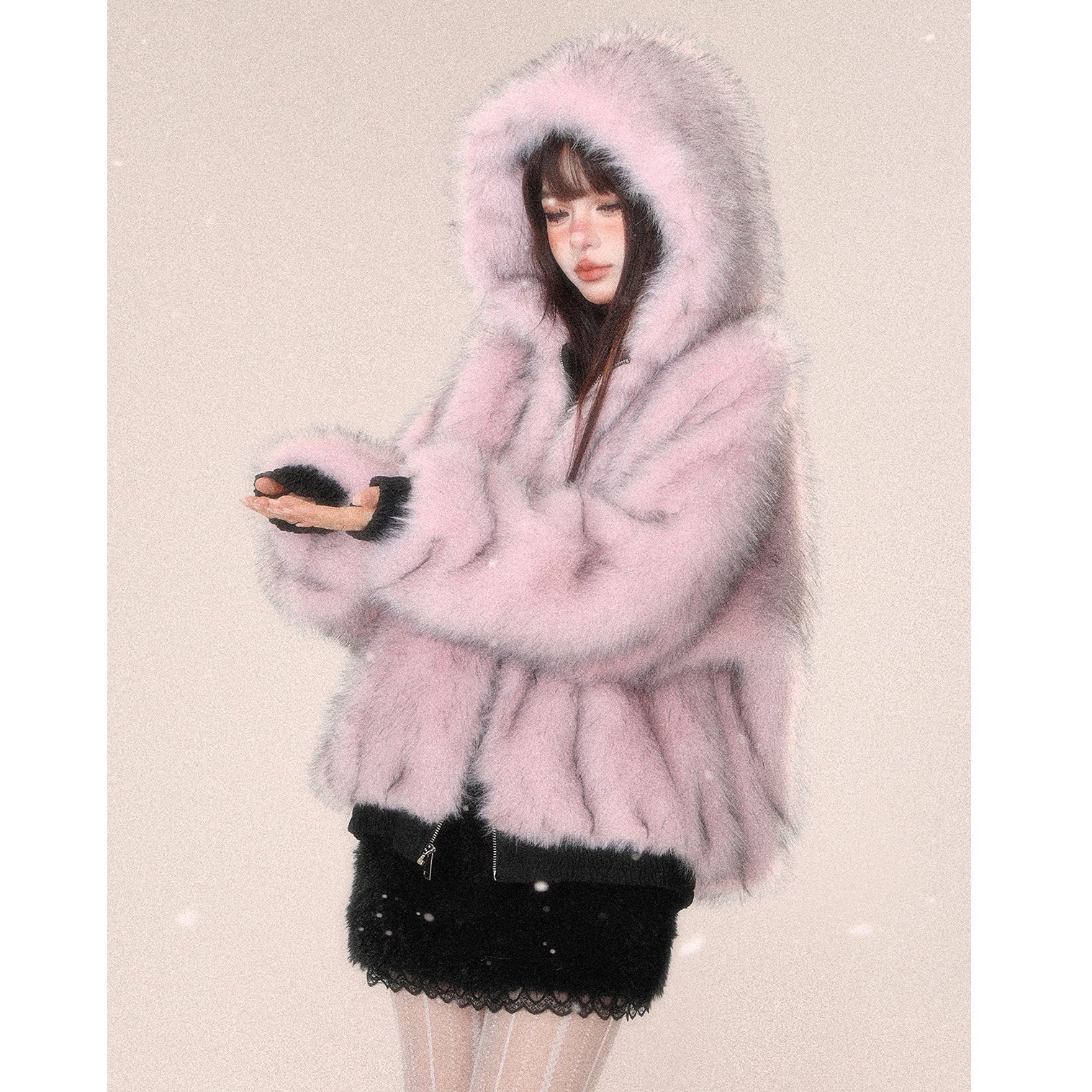 Reversible Hooded Fur Jacket KK2018