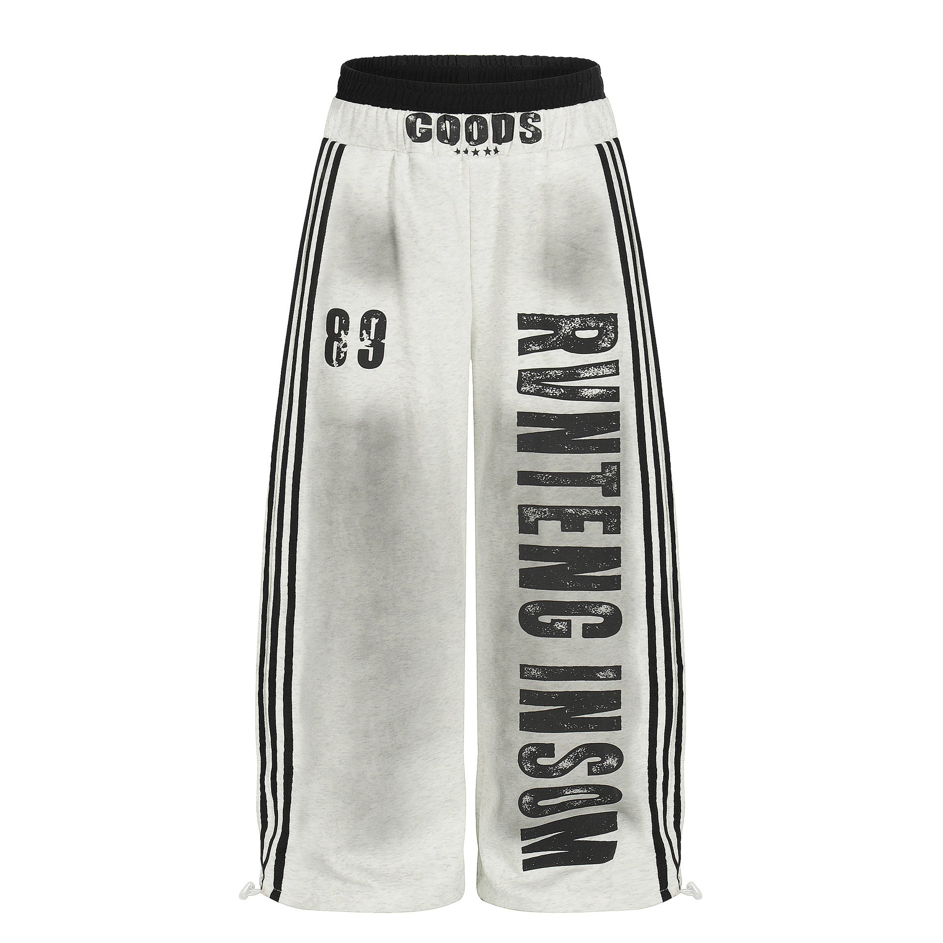 Double-waist Smuge Letter Printed Sweat Pants MW10385