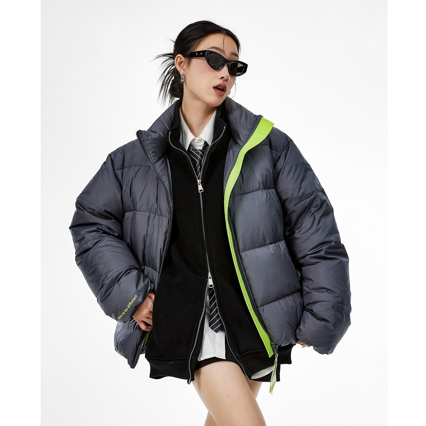 Contrast Color Short Down Jacket IC9002