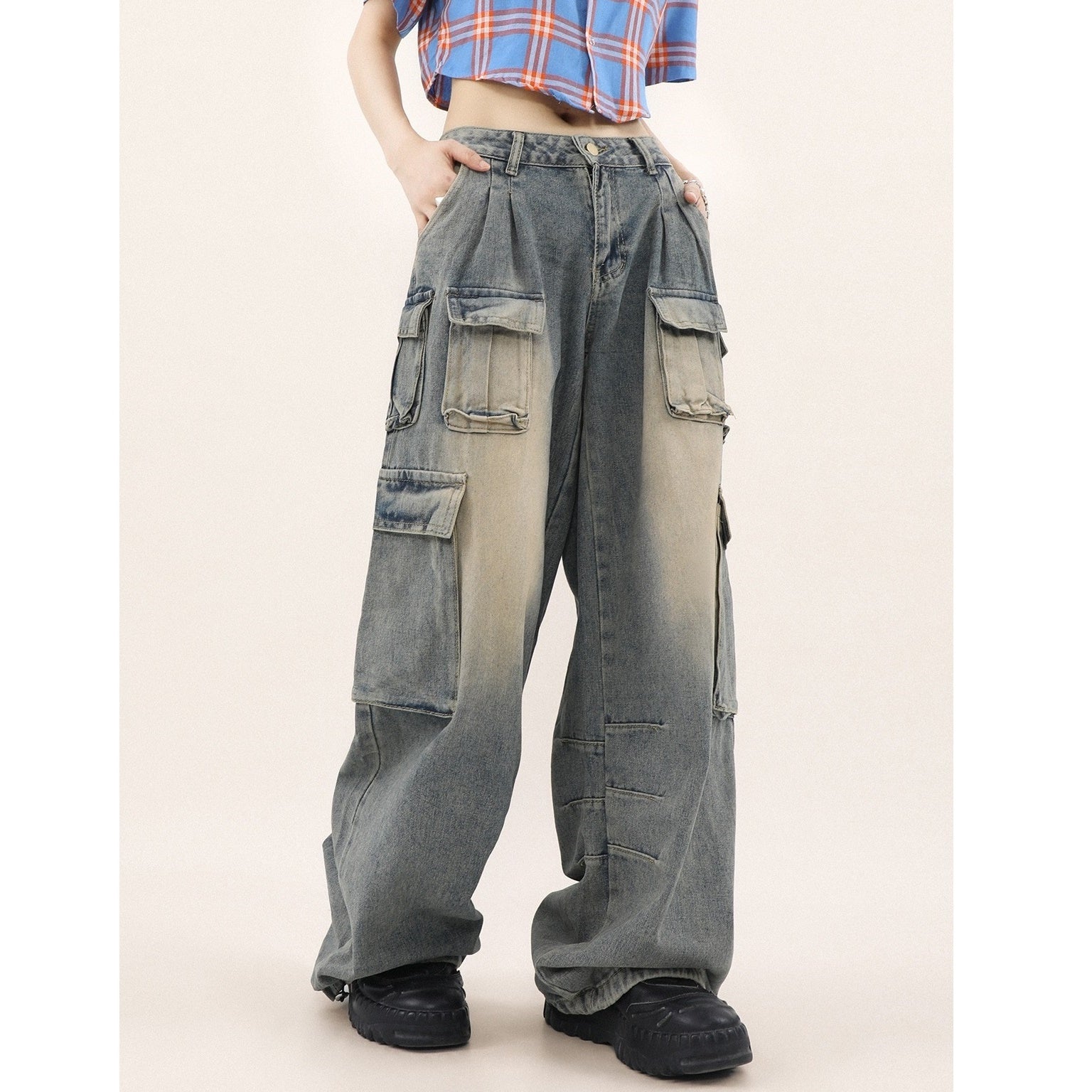 Waist Tuck Wide Leg Cargo Pants MR8023