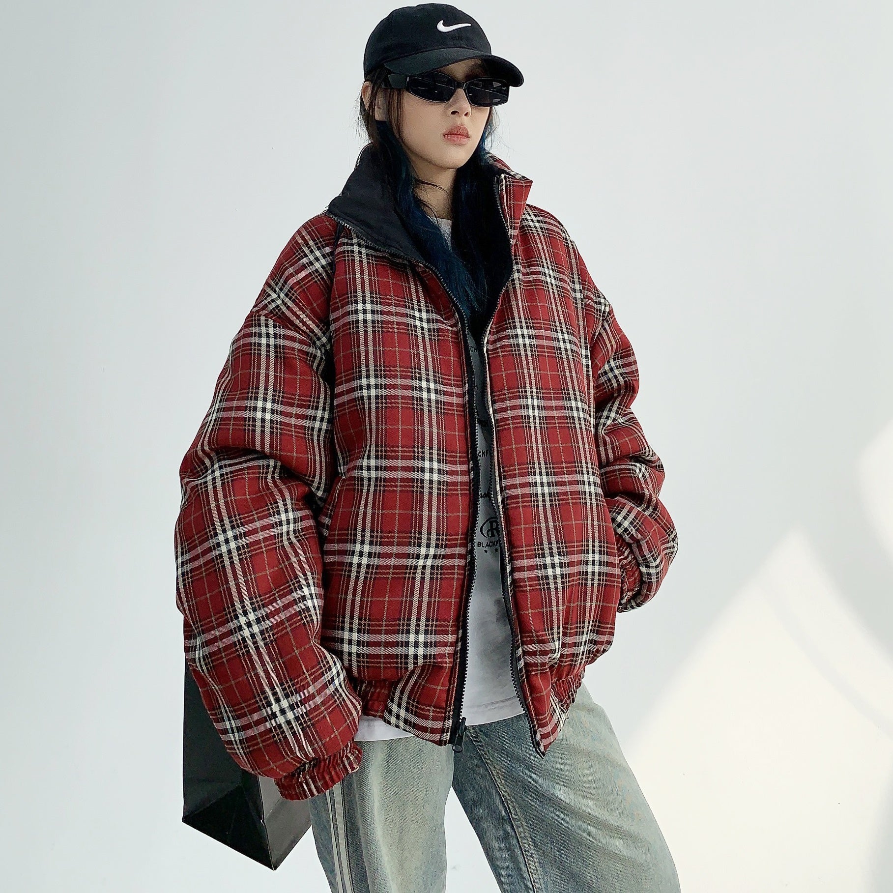 Reversible Plaid Padded Jacket MW9391