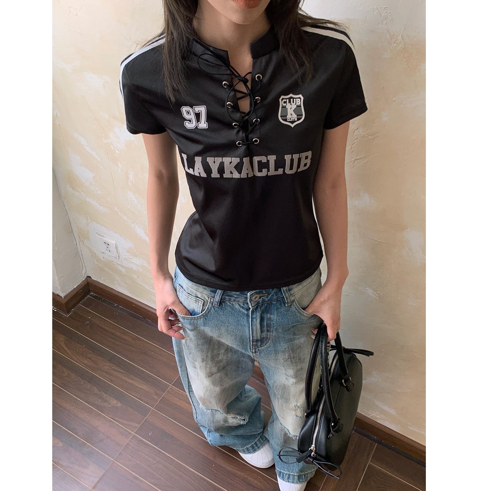 Satin Strappy Cropped T-Shirt AP7013