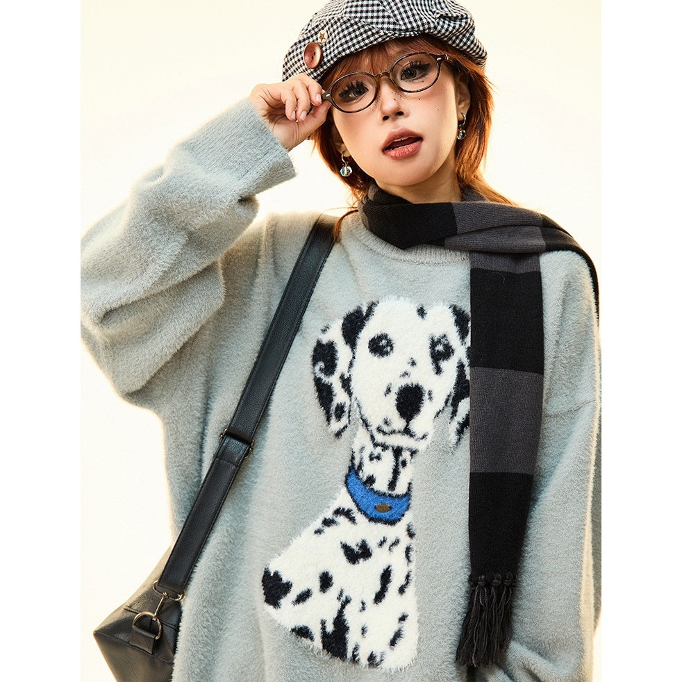 Dalmatian Dog Loose Soft Waxy Sweater MW9697