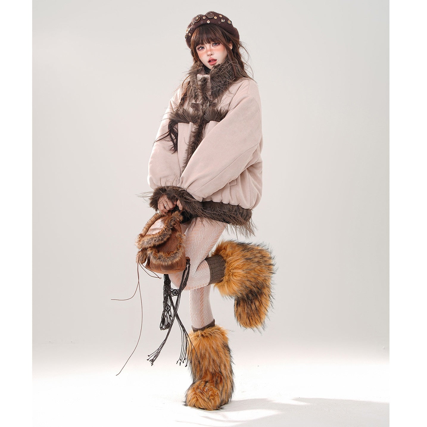 Fur Plush Stand Collar Jacket KK2020