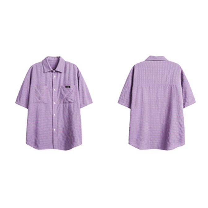Color-block Plaid Short-sleeved Shirt BB7012