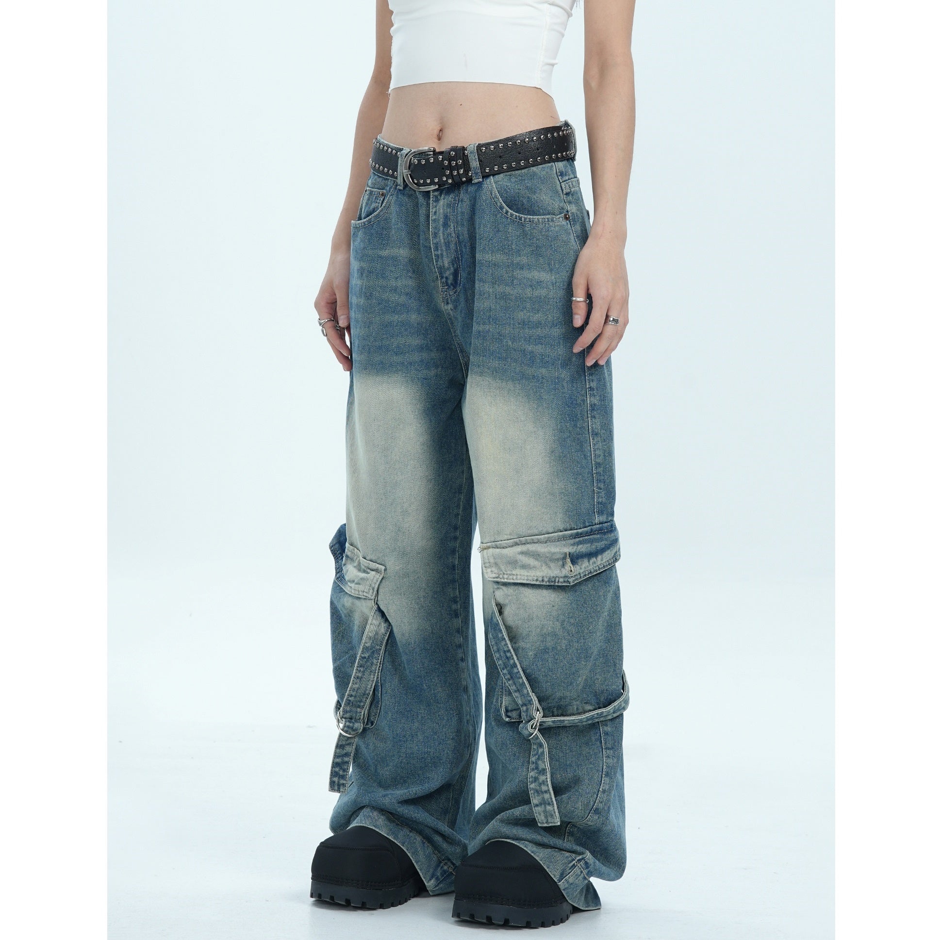 Retro Wash Distressed Cargo Jeans MW9674