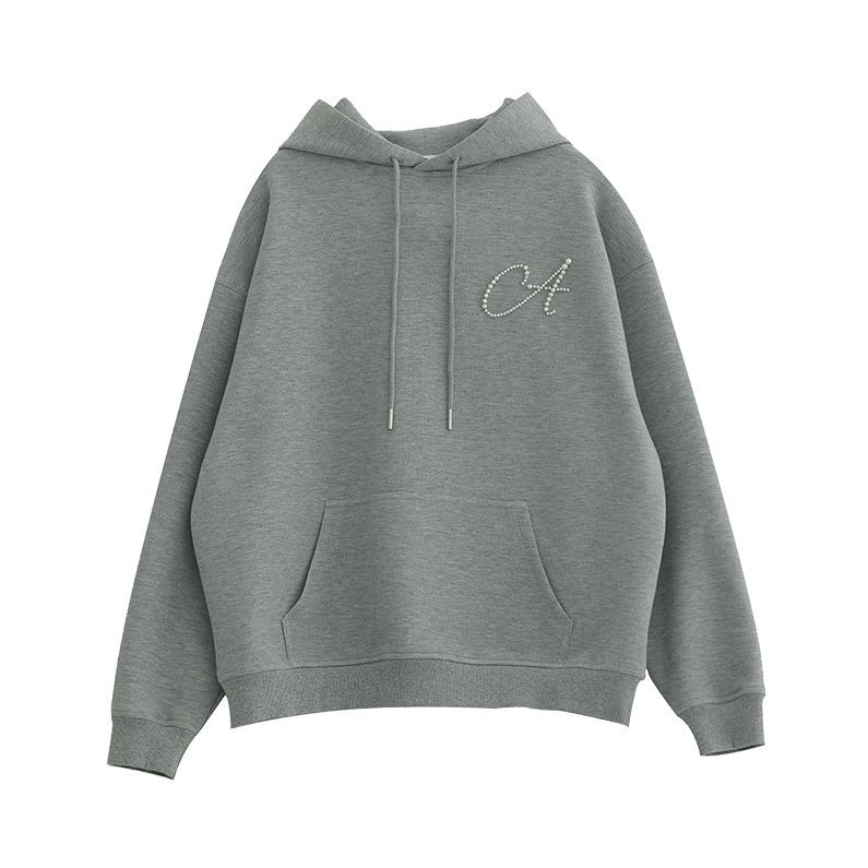 Three-dimensional Pearl Letter Hoodie AC7086