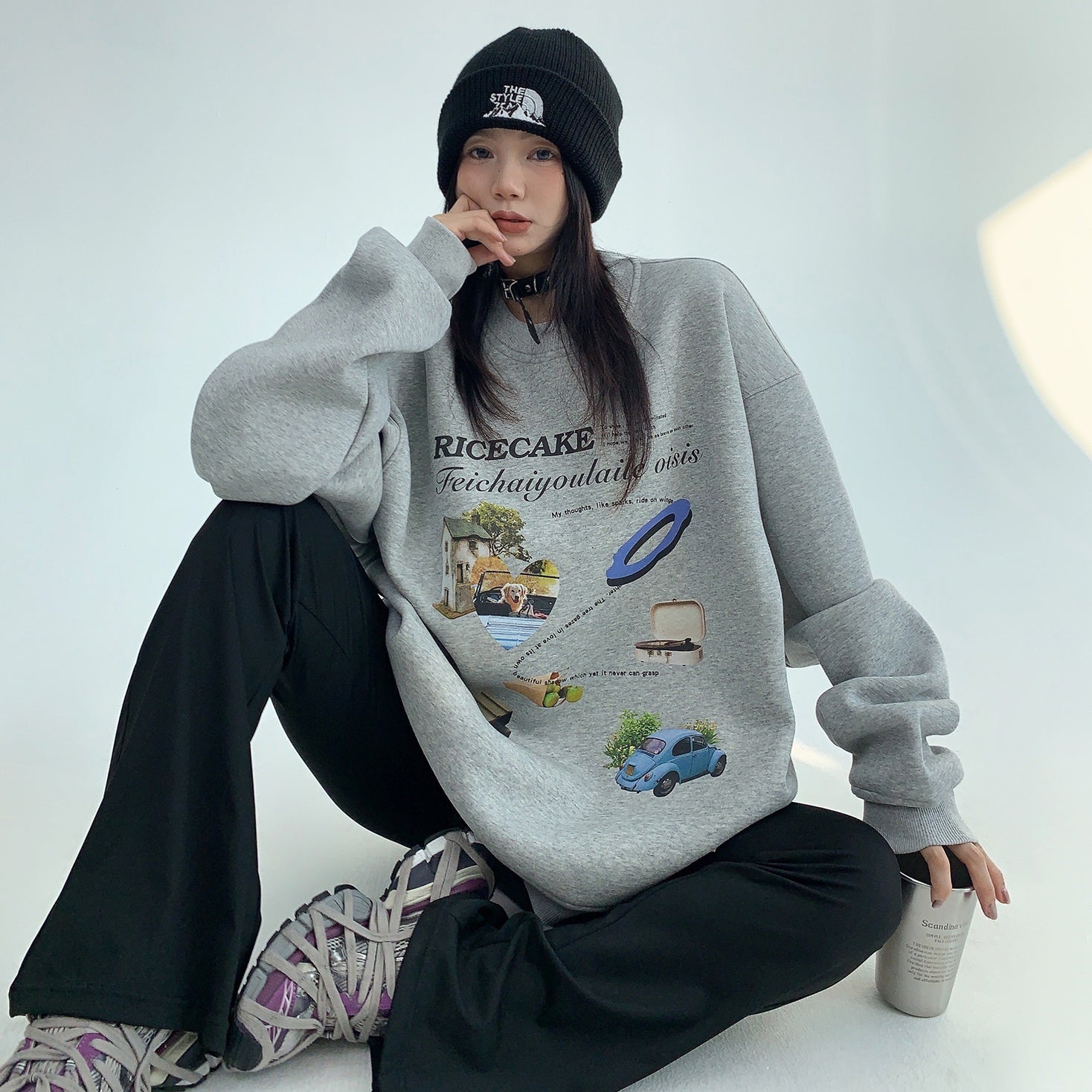 Cartoon Print Crew-neck Loose Sweat MW9596