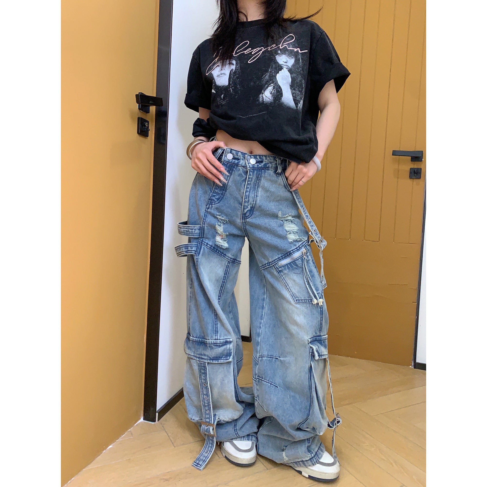 レトロ ダメージ加工デニムパンツ p0269 | poet