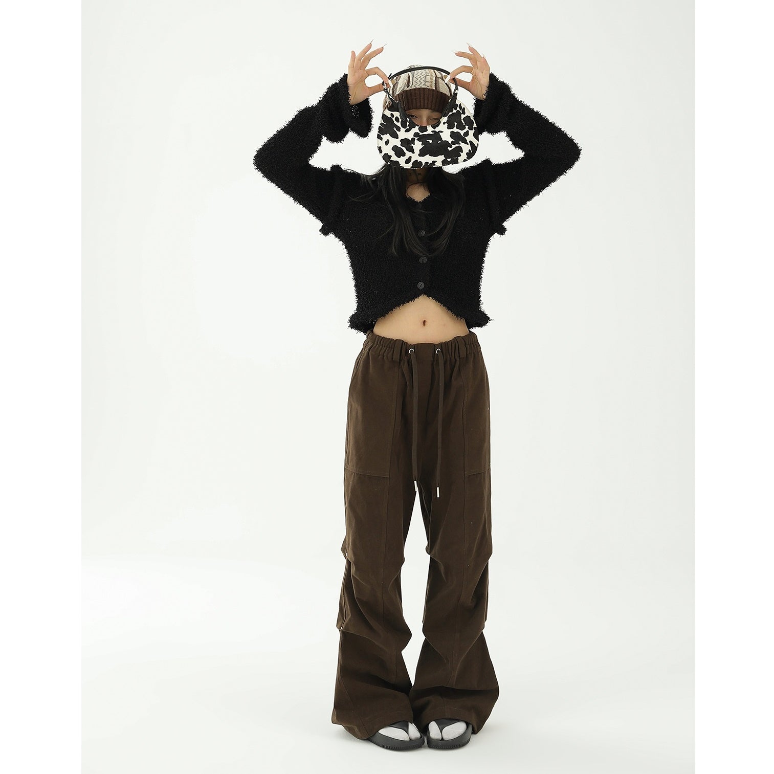 Drawstring Wide Leg Pleated Casual Pants AC7071