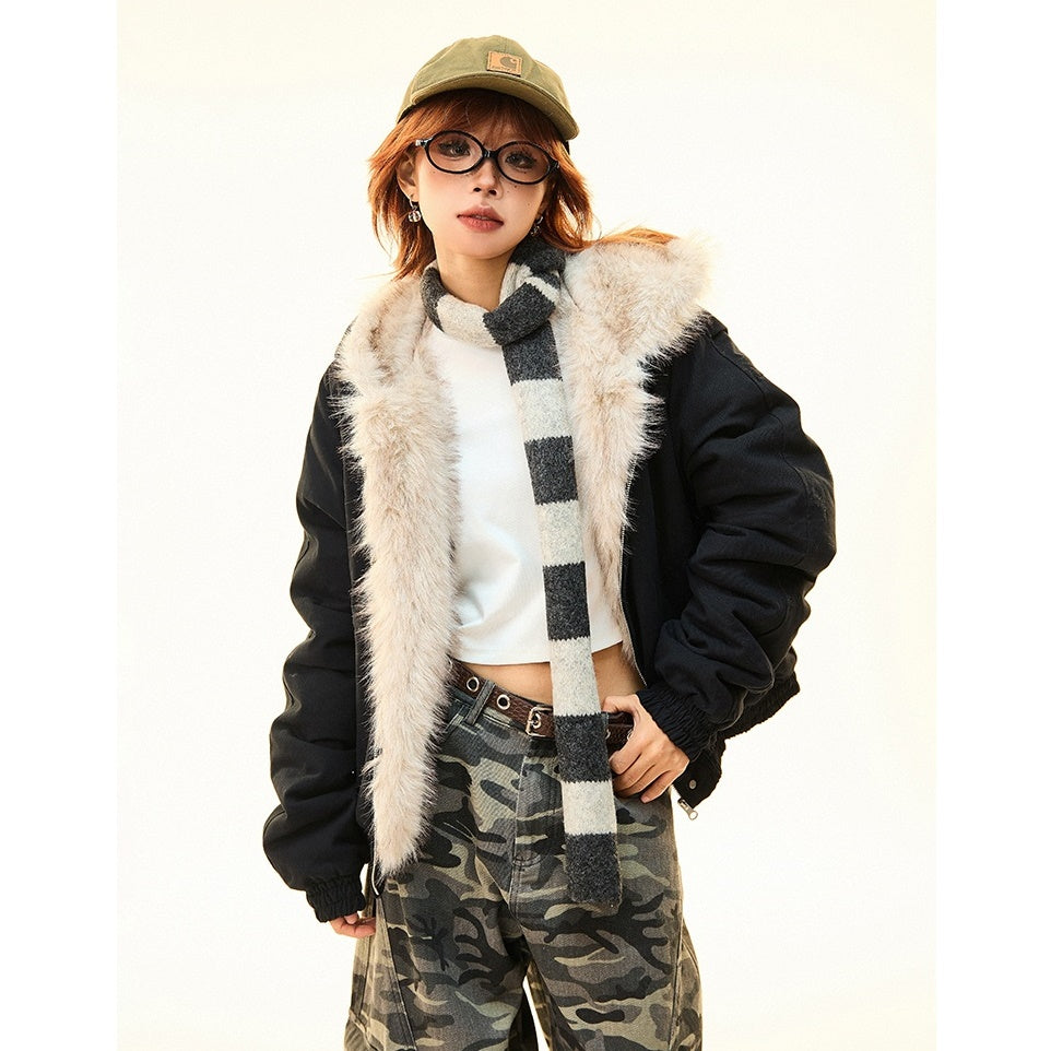 Fur Collar Warm Hooded Quilting Jacket MW9698