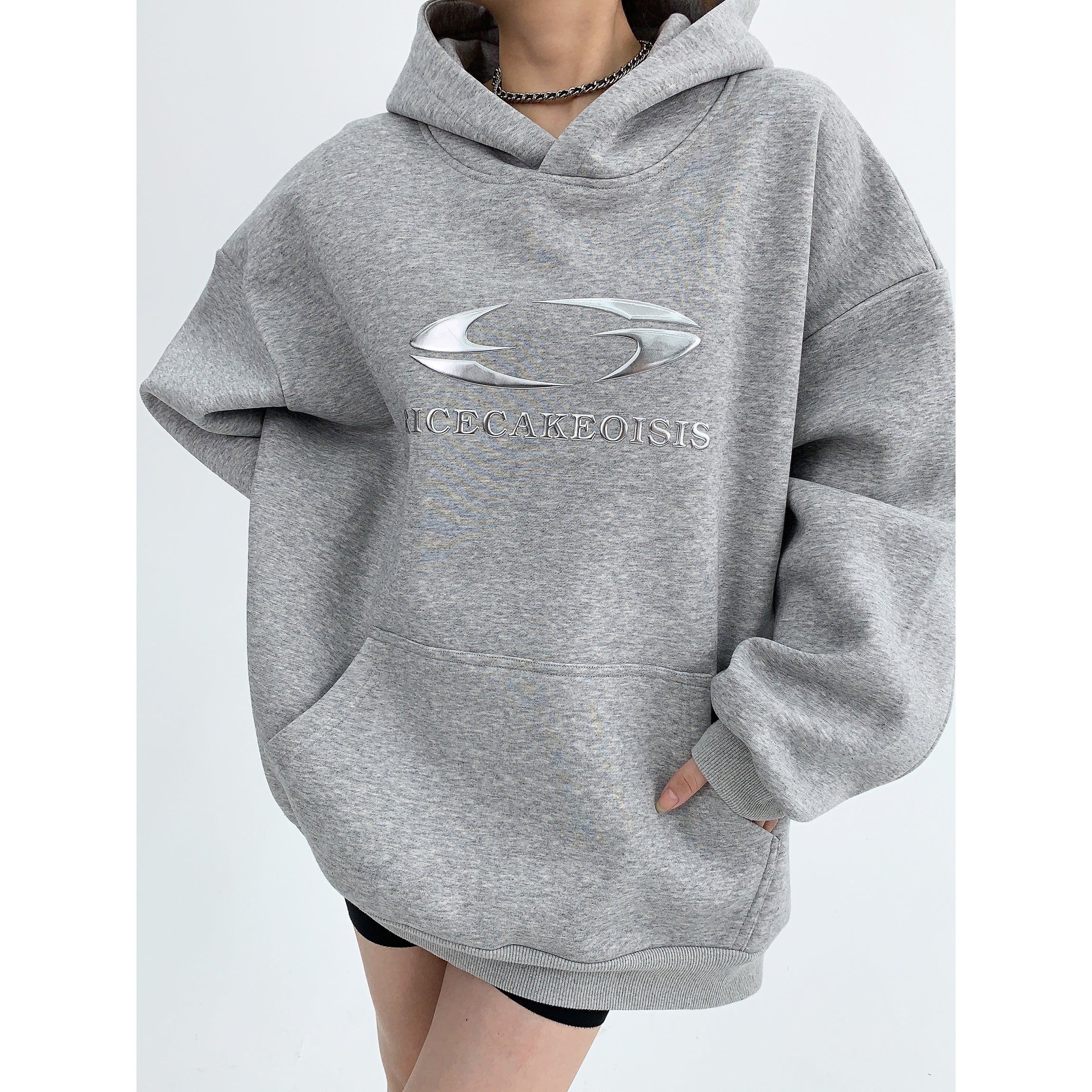 Oversize Metallic Logo Hoodie MW9516