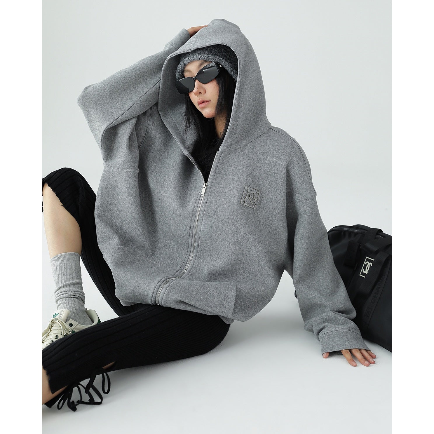 Simple Zip-Up Hooded Sweat Jacket AC7079