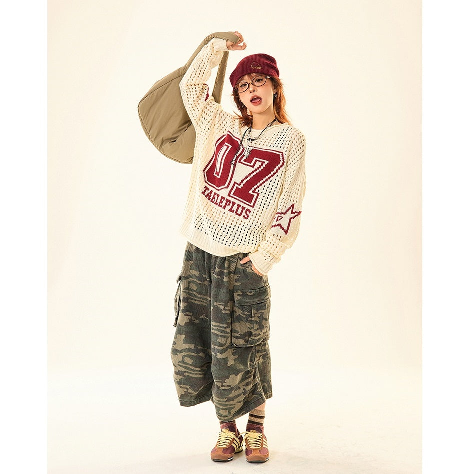 Cut-out Crew Neck Number Sweater MW9520