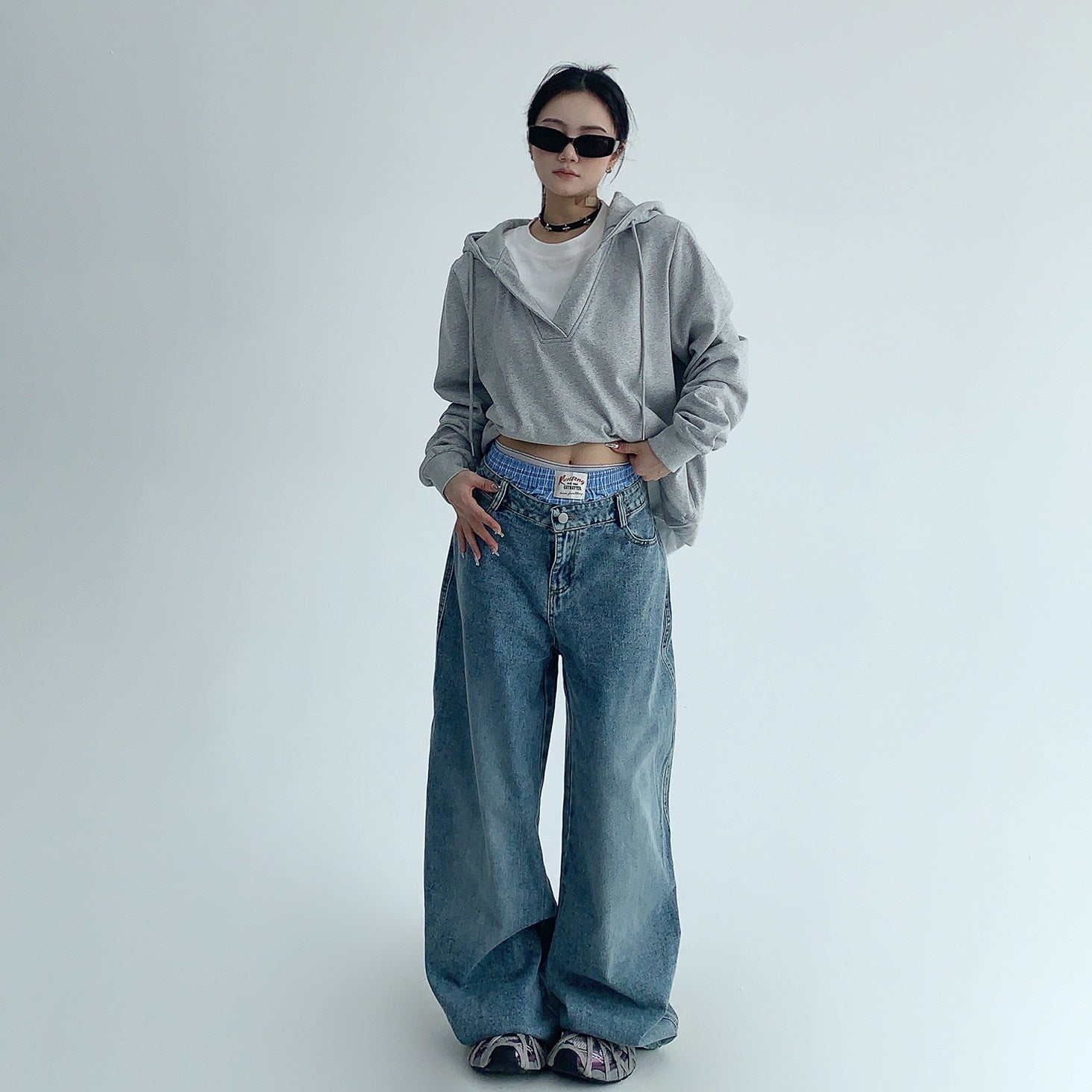 Double Waist Loose Straight Jeans MW9501