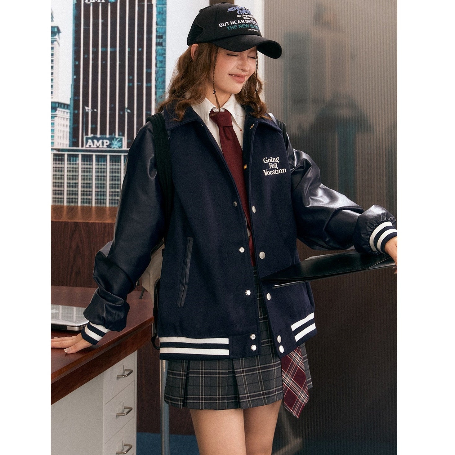 Baseball Style Retro PU Leather Jacket EZ166