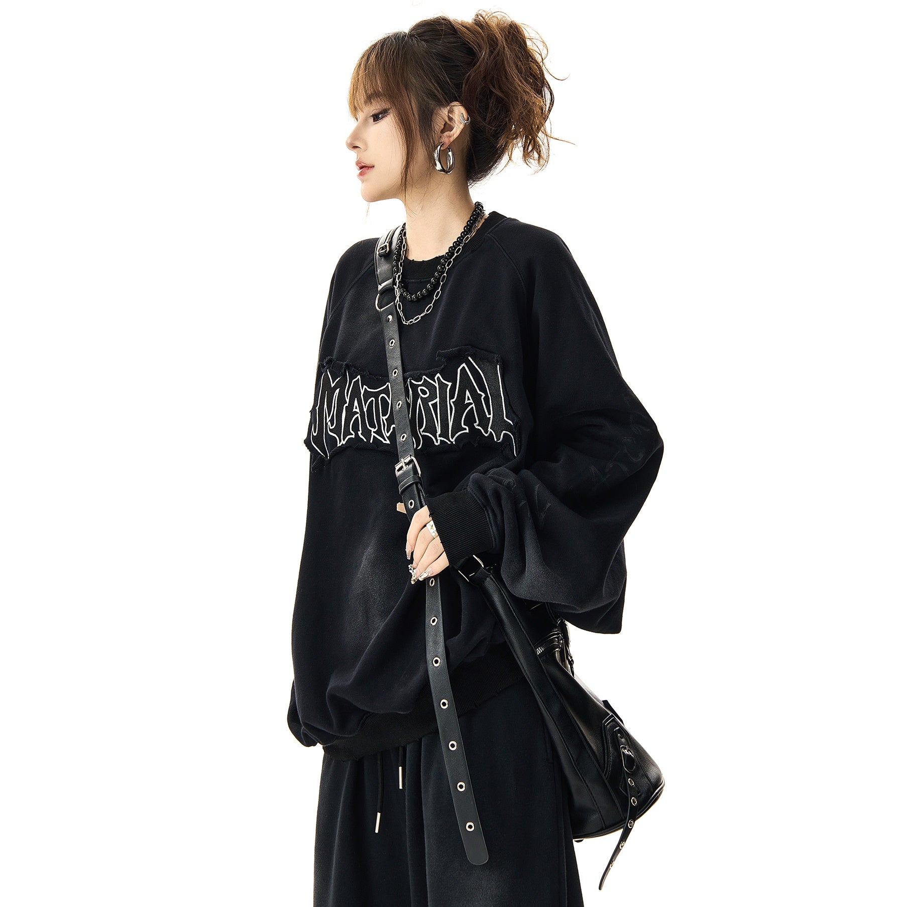 distressed embroidered oversize sweat HG7005