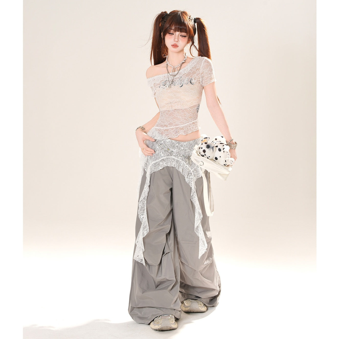 Waist Lace Wide-leg Casual Pants KK2061