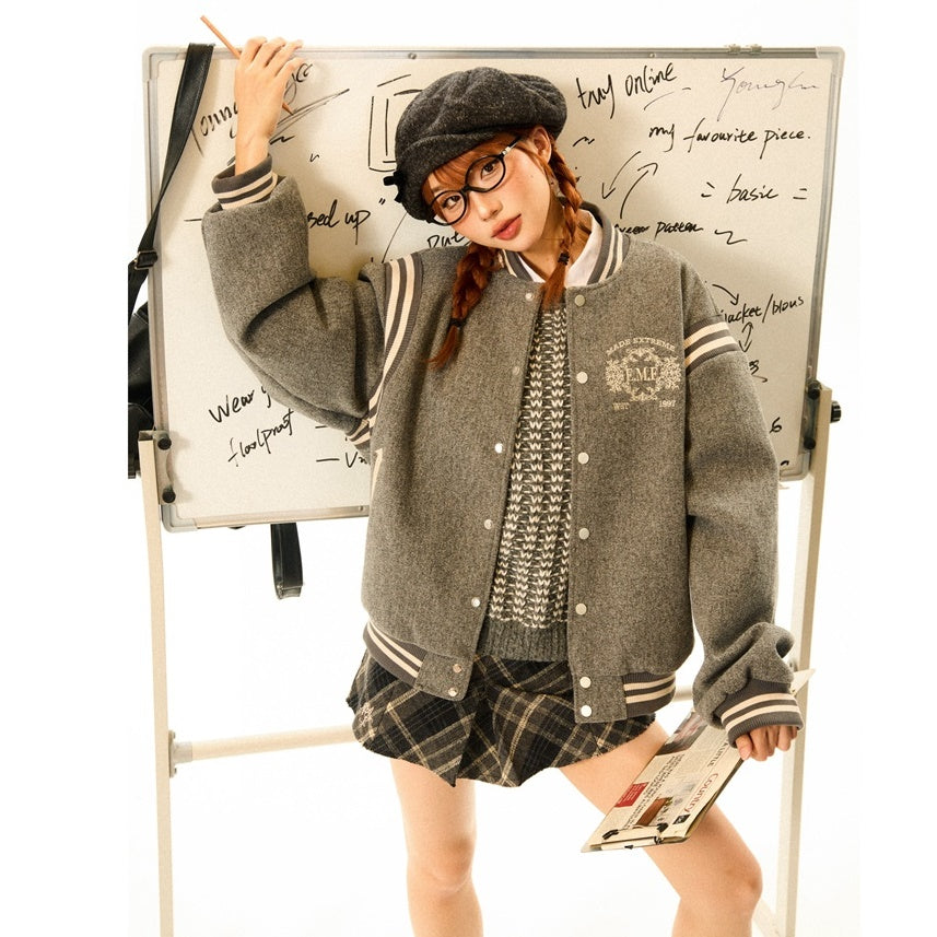 College Style Line Baseball Jacket MW9525