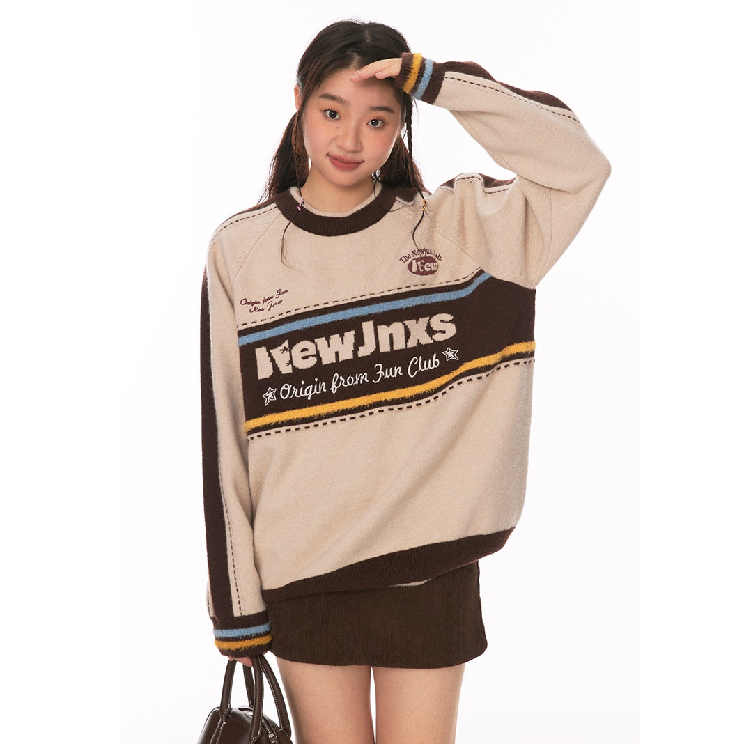 color-block raglan sleeve sweater NJ7001