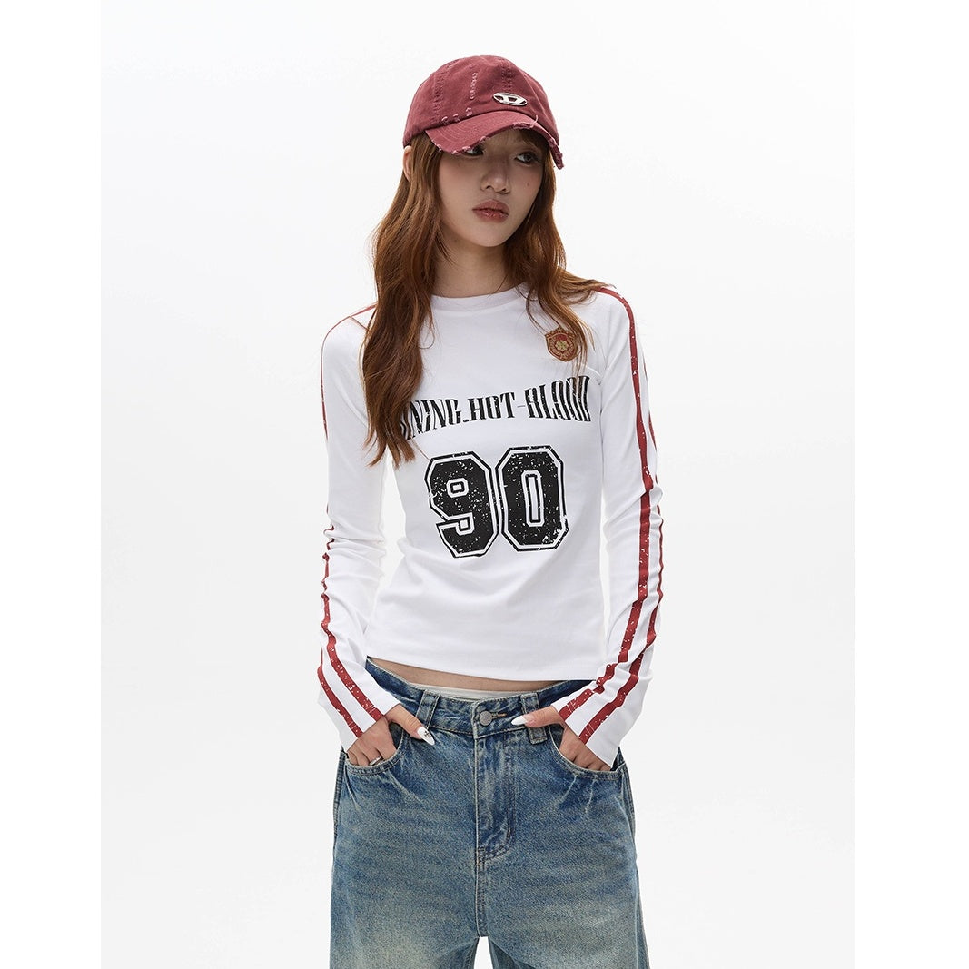 Number Logo Slim Long Sleeve T-shirt MW10106