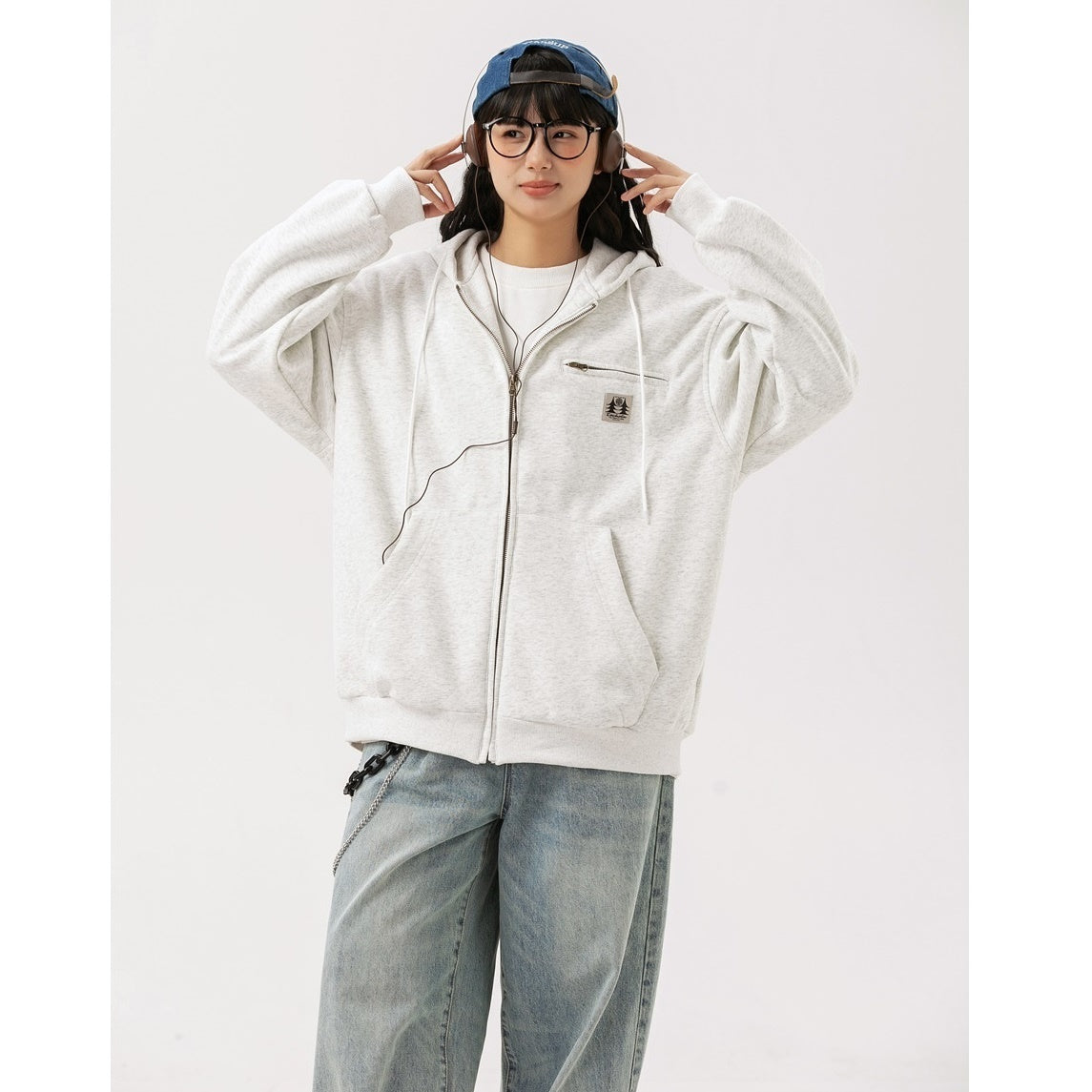 Simple Zip-Pocket Hooded ZIP-Up Parka MW9581